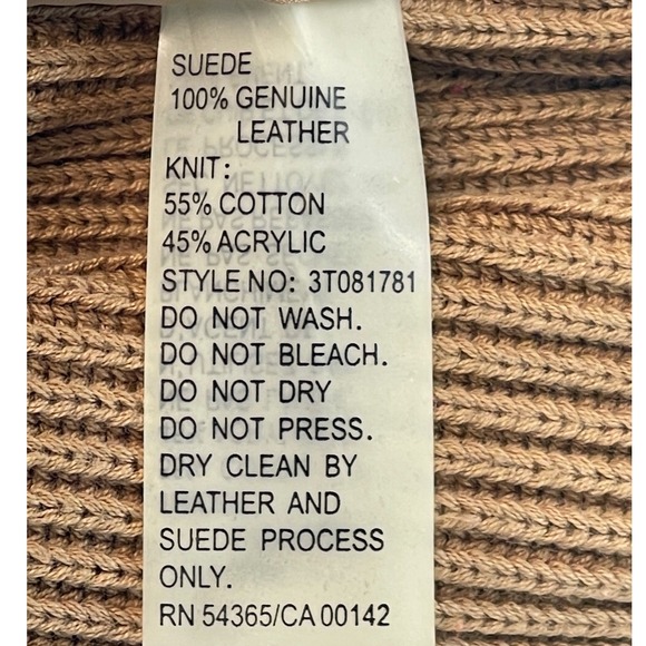 Peter Nygard Petite M Suede Knit Paneled Blazer Jacket Tan‎ Beige Button Front - Picture 10 of 11